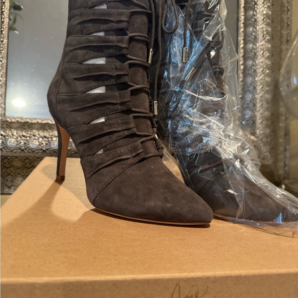 Joie Jelka Suede Lace-Up Booties — Dark Grey — Size 8 — NWT - Picture 4 of 7